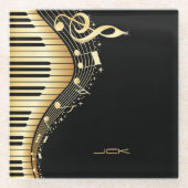 音符と鍵 ガラスコースター (正面)