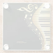 音符と鍵 ガラスコースター (裏面)