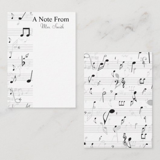 音符のお洒落ミュージシャン ノートカード (正面/裏面)
