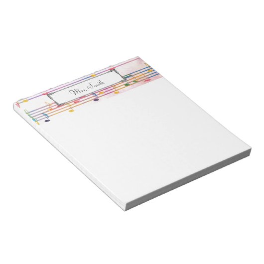 音符のカラフルミュージシャン ノートパッド (アングル)