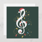音符のクリスマスイルミネーション - 音楽好きのためのミュージシャン シーズンカード (正面/裏面)