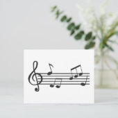 音符のクリップアート、ト音記号の落書き ポストカード (スタンド正面)