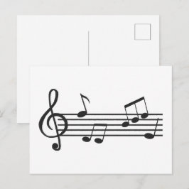音符のクリップアート、ト音記号の落書き ポストカード