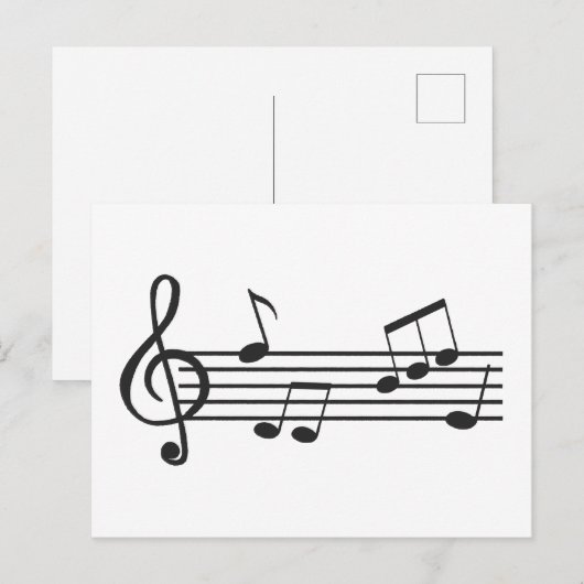 音符のクリップアート、ト音記号の落書き ポストカード (正面/裏面)