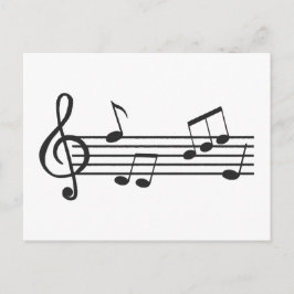 音符のクリップアート、ト音記号の落書き ポストカード