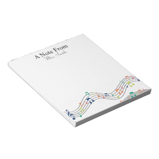 音符のパターカラフルンからお洒落の音 ノートパッド (アングル)