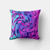 音符のピンクの青い紫色の水の芸術パターン クッション (裏面)