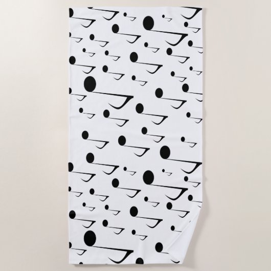 音符の多く ビーチタオル (正面)