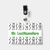 音符の格子 + カスタムな先生の名前入りの記章 バッジ (正面 （クリップ付）)