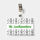 音符の格子 + カスタムな先生の名前入りの記章 バッジ (裏面 （クリップ付）)