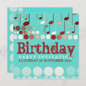 音符の誕生日の招待状 招待状 (正面/裏面)
