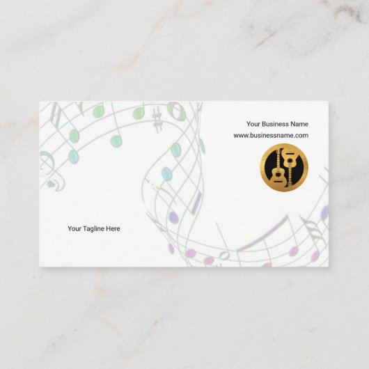音符の音楽の先生を浮かべるシンプルな白 名刺 (裏面)