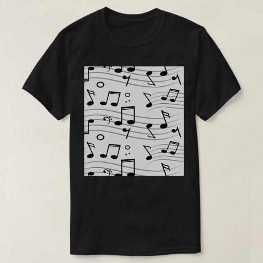 音符の音楽パターン Tシャツ (デザイン正面)