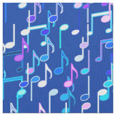 音符は-数々のな藍色を印刷します ファブリック (クローズアップ)