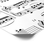 音符を使った黒い世界地図 ポスター (角)