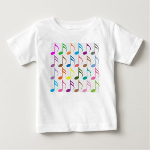 音符カラフルのパターン ベビーTシャツ