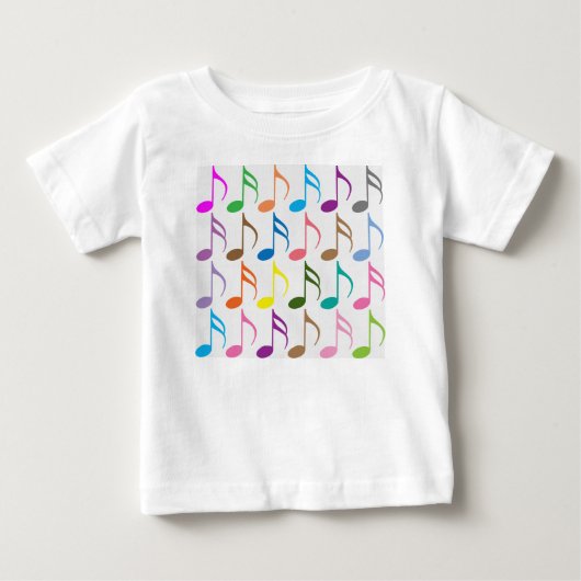 音符カラフルのパターン ベビーTシャツ (正面)