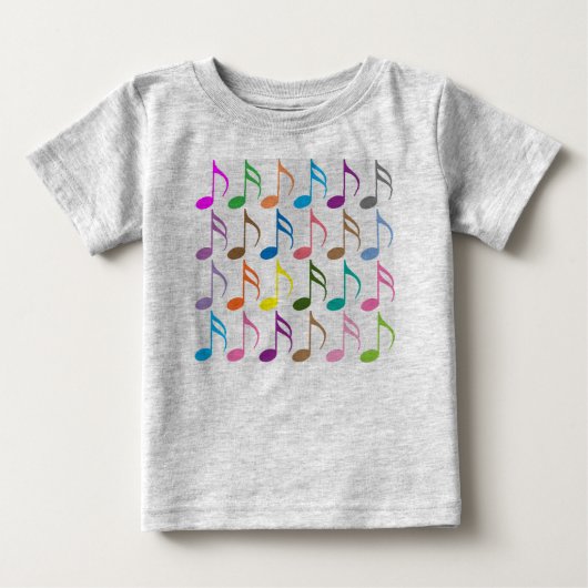 音符カラフルのパターン ベビーTシャツ (正面)