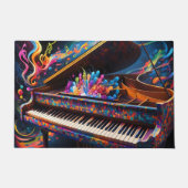 音符カラフル付きピアノ鍵デザイン ドアマット (正面)