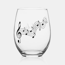 音符スコアデザインワイングラス ステムなしワイングラス