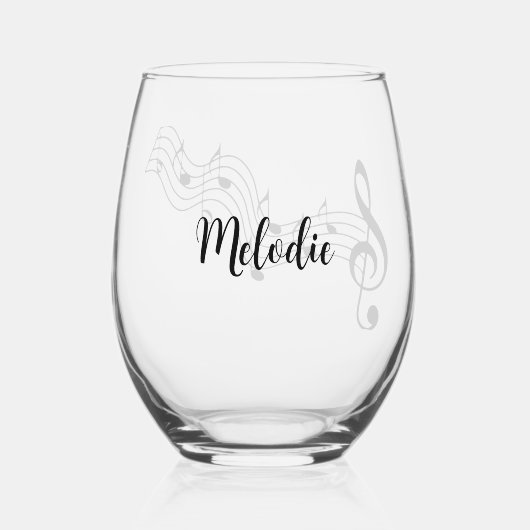 音符スコアデザインワイングラス ステムなしワイングラス (裏面)