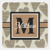 音符ハートミュージシャンモノグラム スクエアシール (正面)