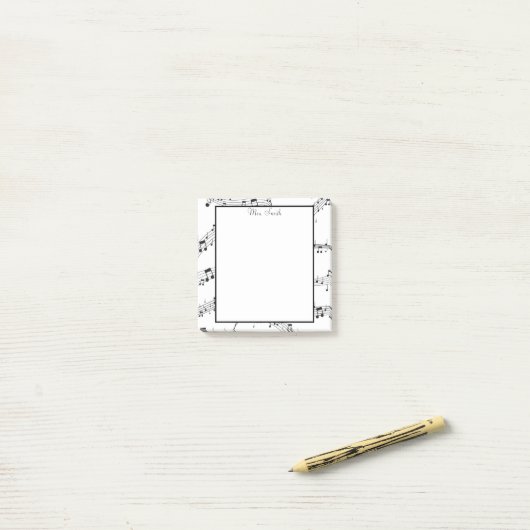 音符パターンのお洒落ミュージシャン ポストイット (デスク上)