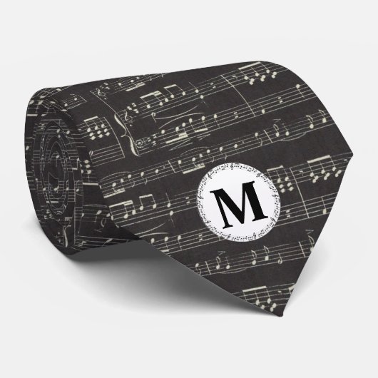 音符パターンミュージックテーマミュージシャンモノグラム ネクタイ (ロール)