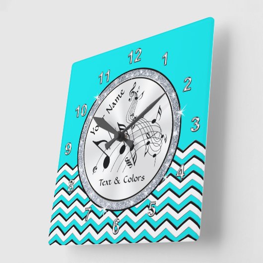 音符パーソナライズされたの贈り物、音符の時計 スクエア壁時計 (傾斜)