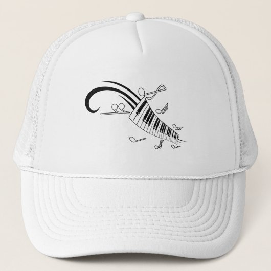 音符ピアノキーボードのタトゥーグラフィックス キャップ (正面)