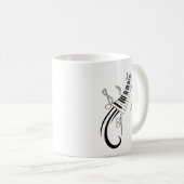 音符ピアノ鍵盤入れ墨 コーヒーマグカップ (正面右)