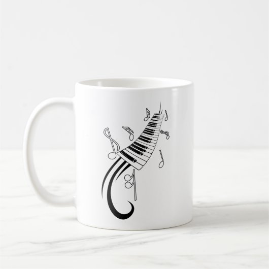 音符ピアノ鍵盤入れ墨 コーヒーマグカップ (左)