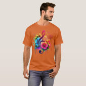 音符フラワー レトロ Tシャツ (正面フル)