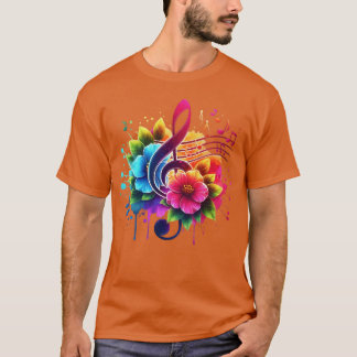 音符フラワー レトロ Tシャツ