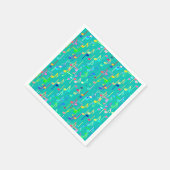 音符プリント-ターコイズ数々の, スタンダードカクテルナプキン (角)