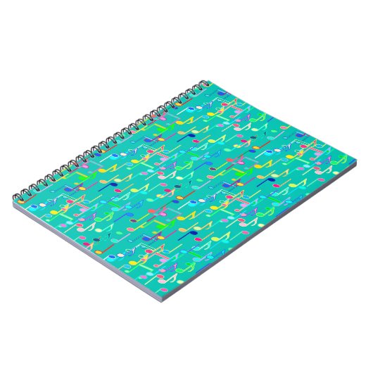 音符プリント-ターコイズ数々の, ノートブック (左側)