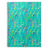 音符プリント-ターコイズ数々の, ノートブック (正面)