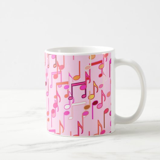 音符プリント – ピンク数々の, コーヒーマグカップ (右)