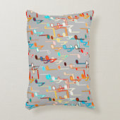 音符プリント – 中灰色数々の, アクセントクッション (正面(垂直))