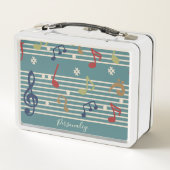 音符ミュージックシートパーソナライズされた音楽 メタルランチボックス (裏面)