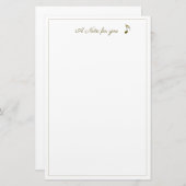 音符メタリック金ゴールド 便箋 (正面/裏面)