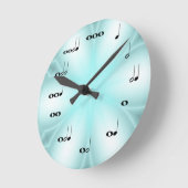 音符ライトブルーの時計 ラウンド壁時計 (傾斜)