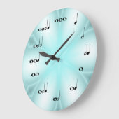 音符ライトブルーの時計 ラージ壁時計 (傾斜)