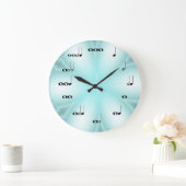 音符ライトブルーの時計 ラージ壁時計 (ホーム)