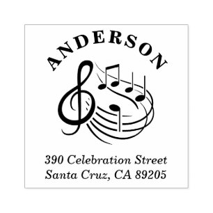 音符ラウンドファミリー名差出人住所 ラバースタンプ