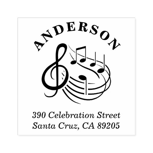 音符ラウンドファミリー名差出人住所 ラバースタンプ (インプリント)