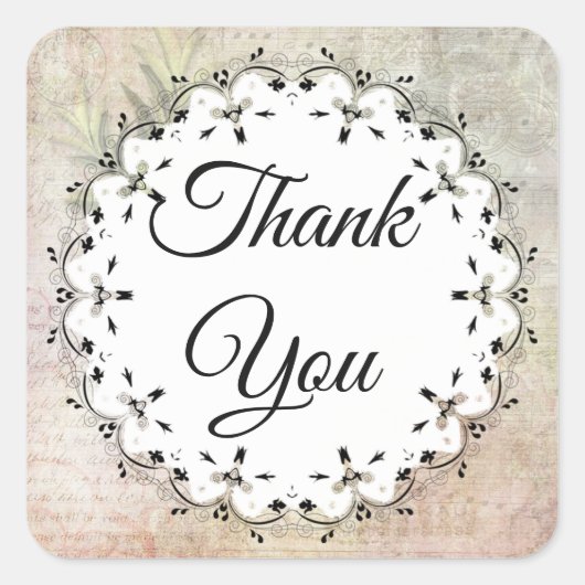 音符ヴィンテージありがとうシール スクエアシール (正面)