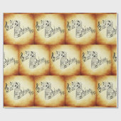 音符ヴィンテージ紙ギフトラップ ラッピングペーパー (フラット)