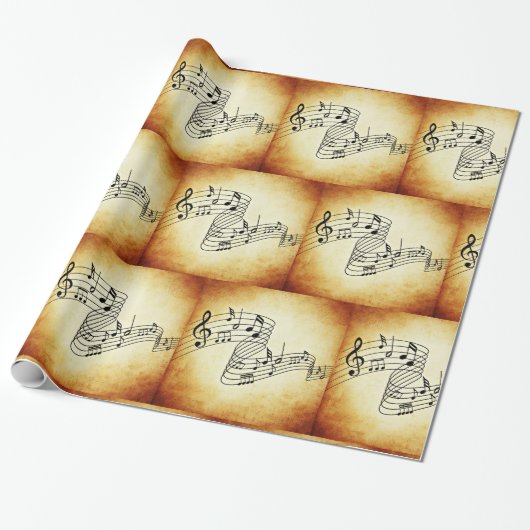 音符ヴィンテージ紙ギフトラップ ラッピングペーパー (アンロールド)