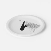 音符付サキソフォンシルエット ペーパープレート (アングル)